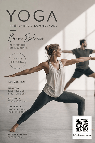 Per E-Mail anmeldung zum Yoga in der Kulturscheune Oferdingen