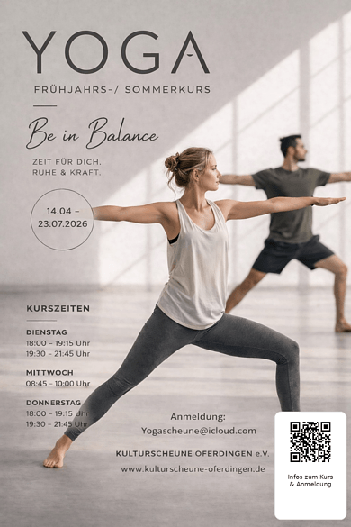 Per E-Mail anmeldung zum Yoga in der Kulturscheune Oferdingen